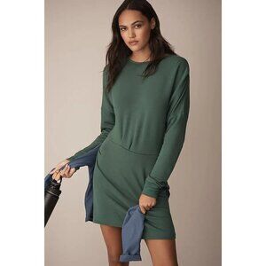 Daily Practice Size L Women's Asymmetrical Long-Sleeve Green Tunic Mini Dress
